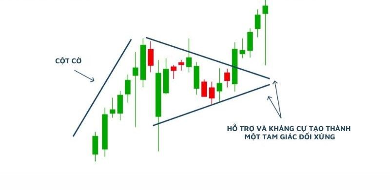 Mô hình cờ đuôi nheo là gì? Ứng dụng mô hình Pennant giao dịch forex