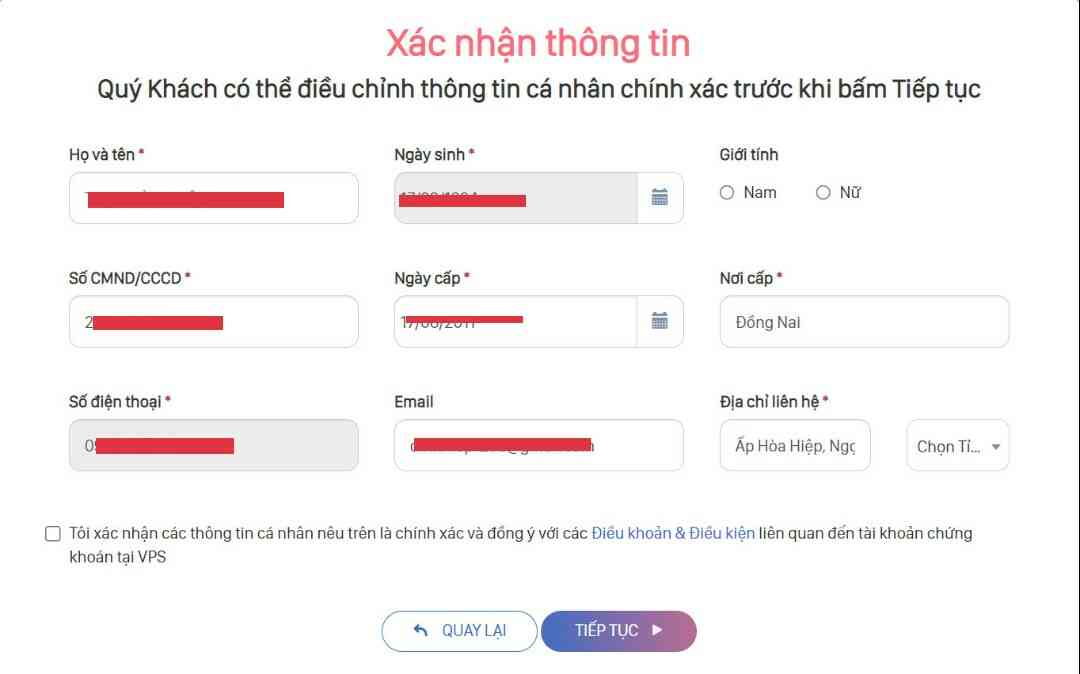 Xác nhận thông tin Cách Mở Tài Khoản Chứng Khoán VPS 2025: Hướng Dẫn Chi Tiết Cho Người Mới Bắt Đầu